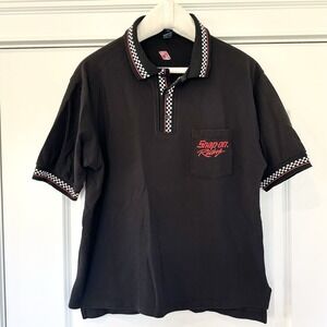 Vtg USA Snap-On Tools Racing Polo Shirt Mens Large Black Swingster NASCAR READ